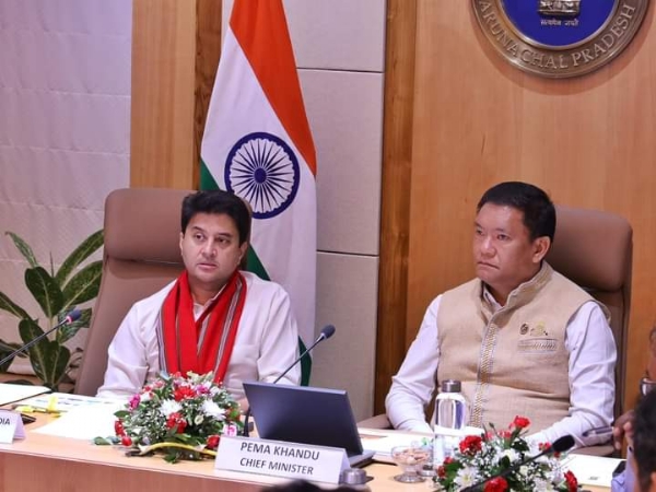 DoNER Minister Jyotiraditya Scindia attending an event in Arunachal Pradesh on the second day of his three-day Northeast tour.