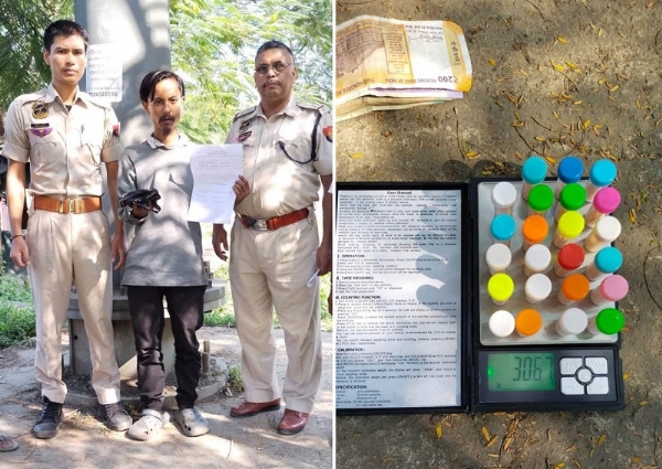 Image of the nabbed drug peddler with heroin in Guwahati.