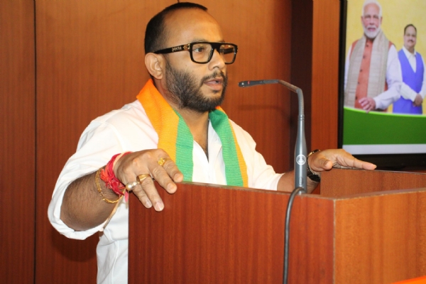 Image of the BJP candidate Diplu Ranjan Sharma, who won the by election from Samaguri LA constituency.