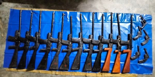 12 country-made rifles and 5 country-made revolvers recovered in Chirang