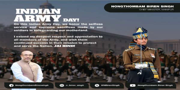 Manipur CM extends wishes on Indian Army Day