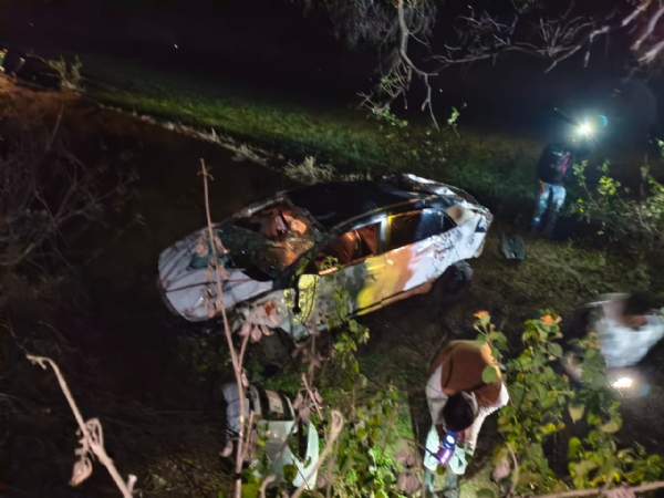 Car went out of control of the driver and overturned