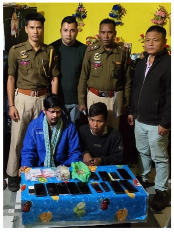 Image of the arrested peddlers with drugs in Guwahati by STF on Thursday.