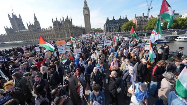 London Sees Massive Pro-Palestinian March Following Gaza Ceasefire