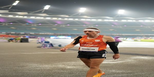 German Sprinter Max Marzilier Expresses Gratitude to India with ‘Never Give Up’ Headband