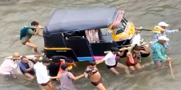 Locals Carry Auto Rickshaw On Shoulders After Key Bridge Washed Away In Udhampur’s Village