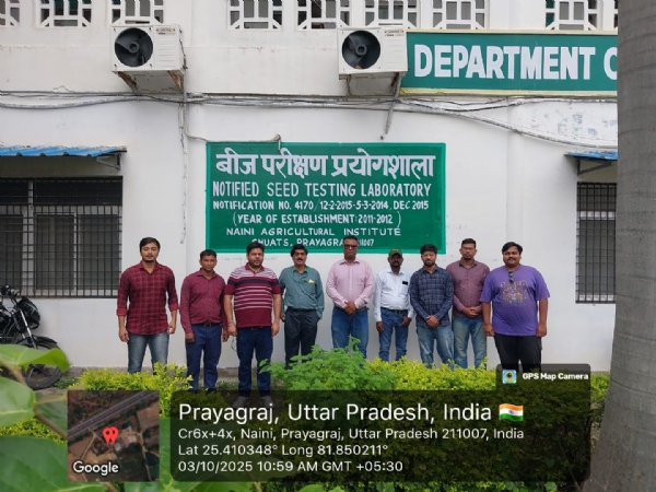 GoI under Secretary visits SHUATS Seed Testing Laboratory