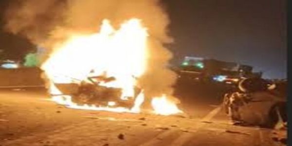 Four Killed, Three Injured as Two Cars Collide and Catch Fire on Indore-Khalghat Highway