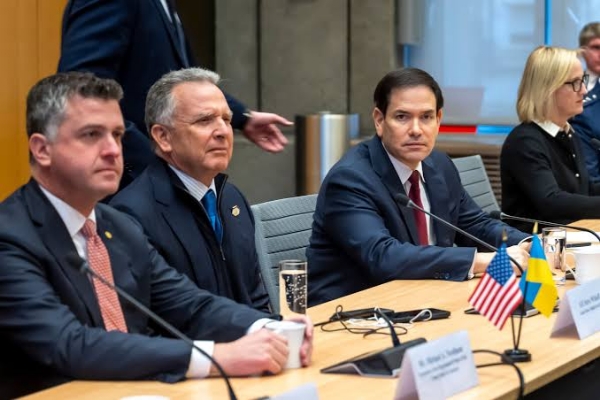 US presidential envoy Steve Witkoff, second left, and US Secretary of state Marco Rubio, right, at the beginning of talks with the Ukrainian delegation at the US Permanent Mission in Geneva, Switzerland on, Nov. 23, 2025. US presidential envoy Steve Witkoff, second left, and US Secretary of state Marco Rubio, right, at the beginning of talks with the Ukrainian delegation at the US Permanent Mission in Geneva, Switzerland on, Nov. 23, 2025.