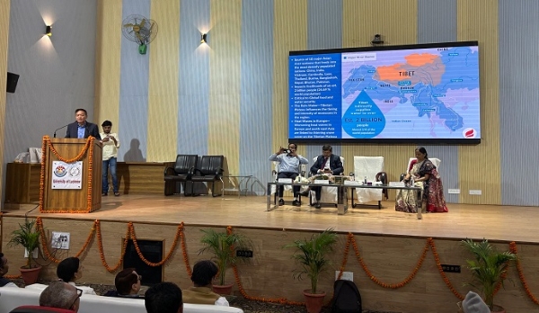 Tibetan Prez delivering speech during Int’l Lecture Tibetan Awareness Talk