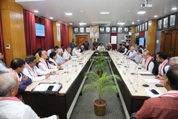 Governor Laxman Prasad Acharya chairing the meeting with University Ombudspersons on ethicala governance. Governor Laxman Prasad Acharya chairing the meeting with University Ombudspersons on ethicala governance.