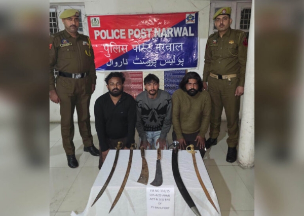 Three Men Arrested In Jammu For Possessing Sharp-Edged Weapons Three Men Arrested In Jammu For Possessing Sharp-Edged Weapons