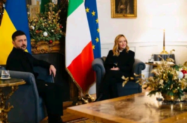 Ukrainian President Volodymyr Zelensky (left) and Italian Prime Minister Giorgia Meloni meeting in Rome, Italy, on Tuesday,December 9. Ukrainian President Volodymyr Zelensky (left) and Italian Prime Minister Giorgia Meloni meeting in Rome, Italy, on Tuesday,December 9.