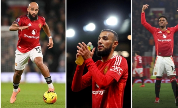 Brian Mbeumo, Noussair Mazraoui, and Amad Diallo Brian Mbeumo, Noussair Mazraoui, and Amad Diallo