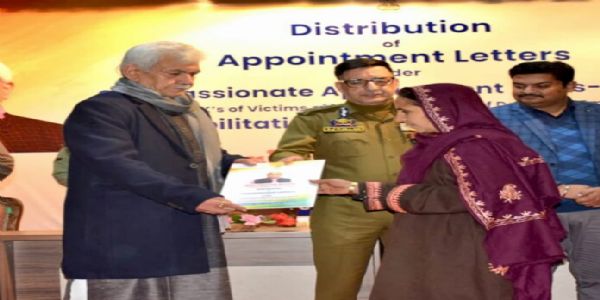 LG Sinha Hands Over Appointment Letters To 39 NoKs Of Terror Victims From Kashmir Division
