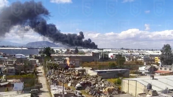 Screengrap shows smoke as it billows, following an aircraft crash in Toluca, Mexico, December 15, 2025 Screengrap shows smoke as it billows, following an aircraft crash in Toluca, Mexico, December 15, 2025