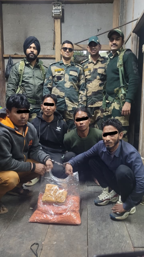 Image related to the BSF–Excise Seizes Meth and Heroin Worth  ₹4.79 Crore in Mizoram and four including two Myanmar nationals arrest.
