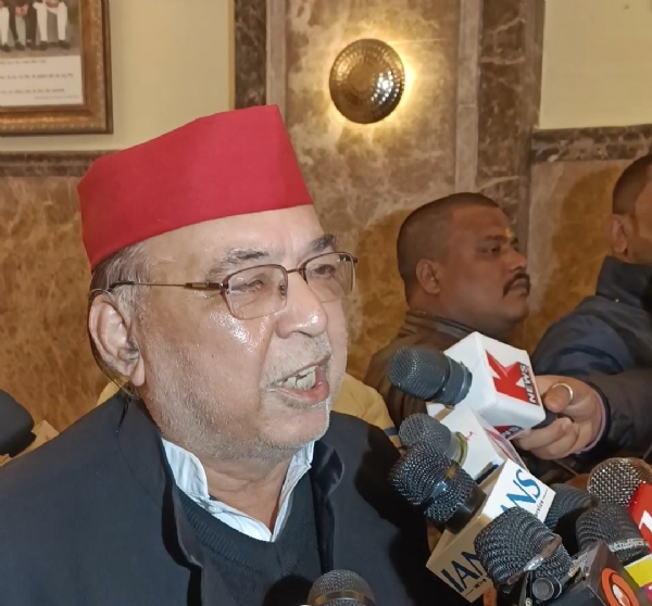 Oppn MLA and SP leader Ravidas Mehrotra speaking to reporters Oppn MLA and SP leader Ravidas Mehrotra speaking to reporters