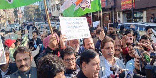 J&K Congress Protests Against Attacks On Hindus In Bangladesh