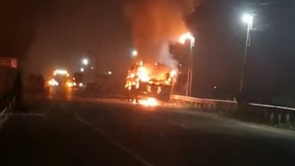 KSRTC bus catches fire KSRTC bus catches fire