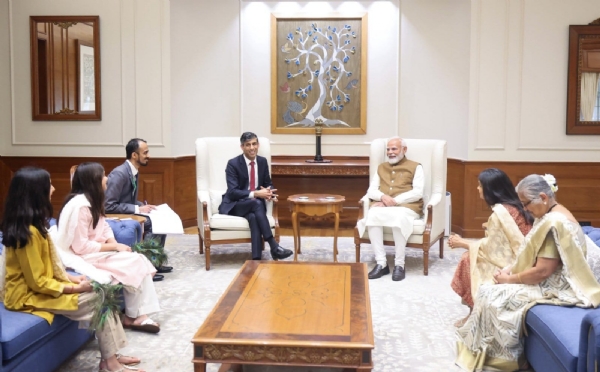 Former UK PM Rishi Sunak and his family meets PM Modi