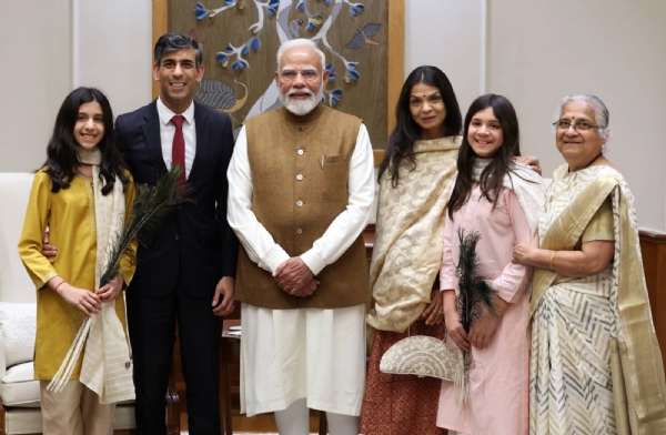 Former UK PM Rishi Sunak and his family meets PM Modi