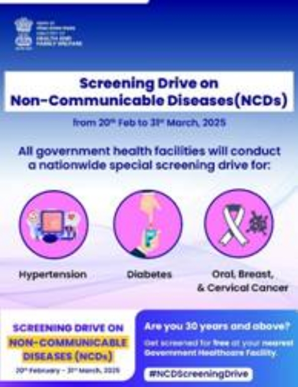 Union Health Ministry launches Intensified Special NCD Screening Drive