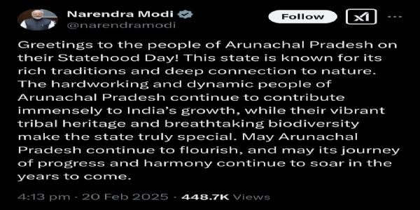 PM Modi extends greetings to people of Mizoram and Arunachal Pradesh on their Statehood Day