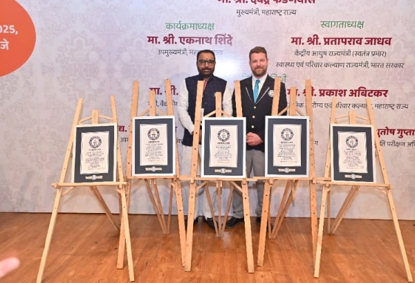 AYUSH Minister Prataprao Jadhav with five Guinness world records