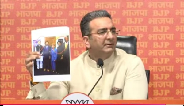 BJP spokesperson Gaurav Bhatia addressing a press conference at the party headquarters in New Delhi