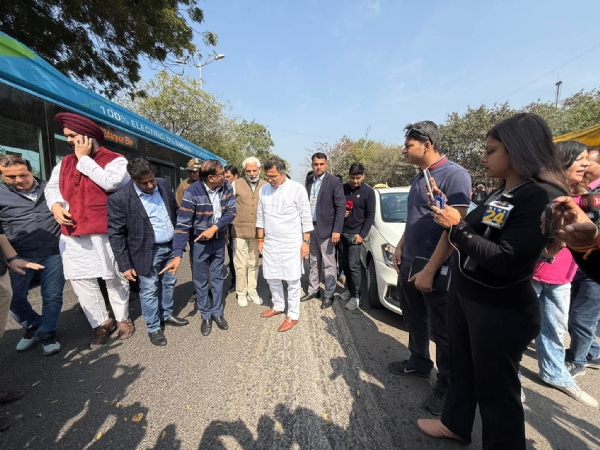 PWD Minister Pravesh Verma inspecting the works from Bhairon Marg to Sarai Kale Khan.