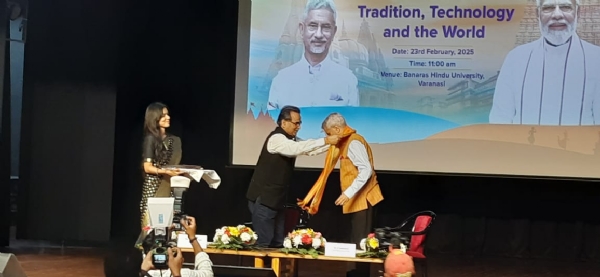 Union External Affairs Minister Dr. S. Jaishankar being felicitated at BHU