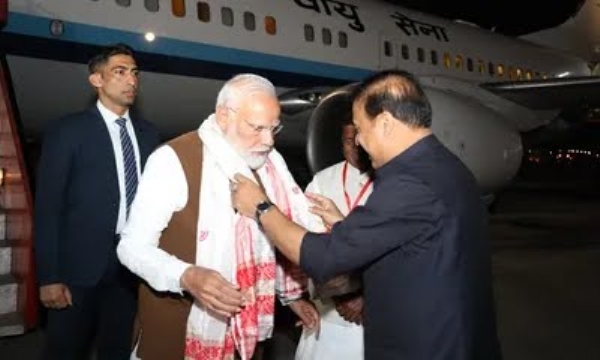 PM Modi arrived at Lokpriya Gopinath Bordoloi International Airport in Guwahati o
