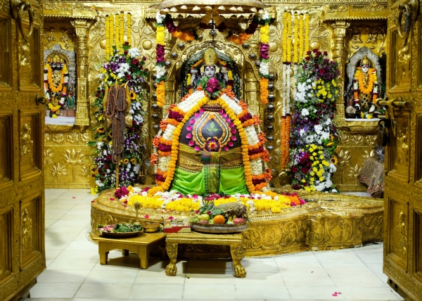 Shivling of Somnath Mahadev Temple after Maha Aarti on the occasion of Mahashivratri.