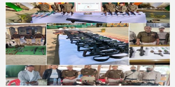 87 types of arms and explosives voluntarily surrendered by the public in Manipur