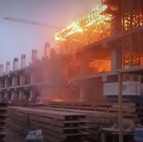 massive fire broke out at the under-construction Sabarmati Bullet Train station
