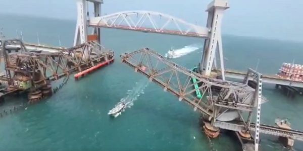 Second phase trial Railway Bridge over the Pamban Sea held