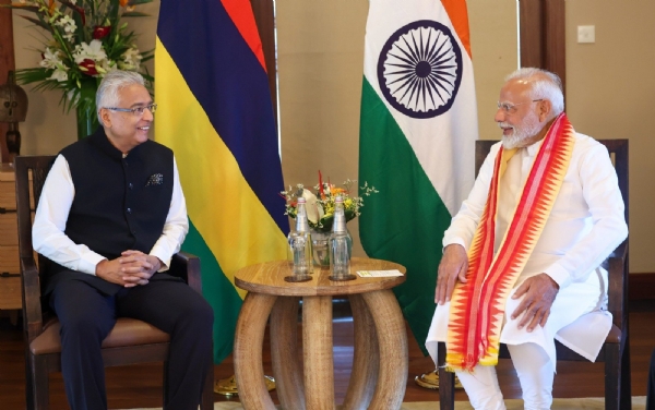 Meeting between former Prime Minister of Mauritius and Prime Minister Narendra Modi.