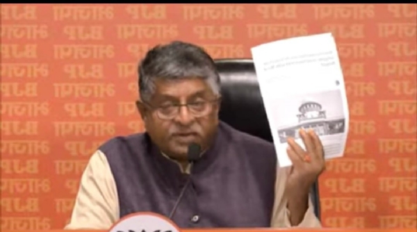 Addressing the press conference, MP Ravi Shankar Prasad.