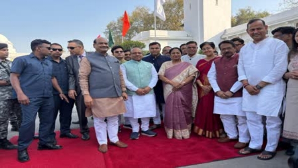 Om Birla with CM & other Cabinet