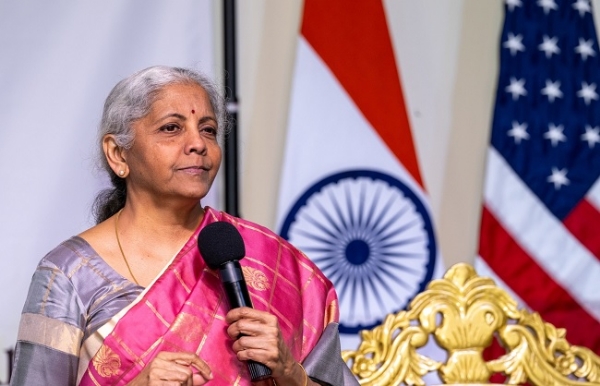 While addressing the Indian community, Union Finance Minister Nirmala Sitharaman.