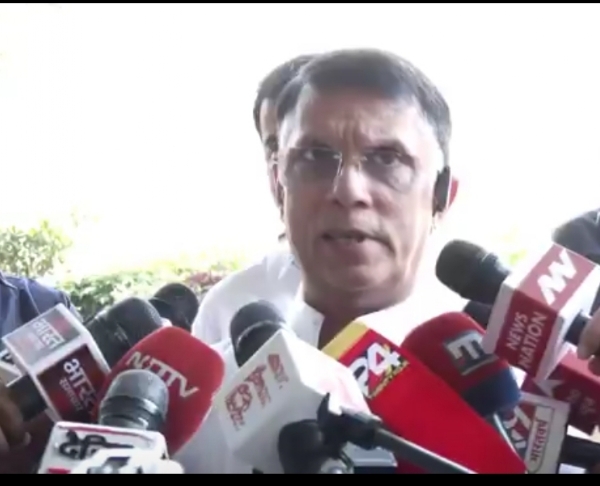 Pawan Khera while briefing to media Pawan Khera while briefing to media