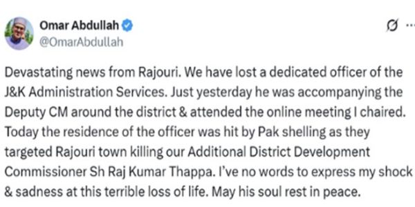 District Development Commissioner of Rajouri sacrificed his life in Pakistan firing