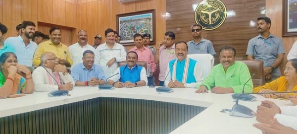 Deputy Chief Minister Keshav Prasad Maurya while addressing the workers
