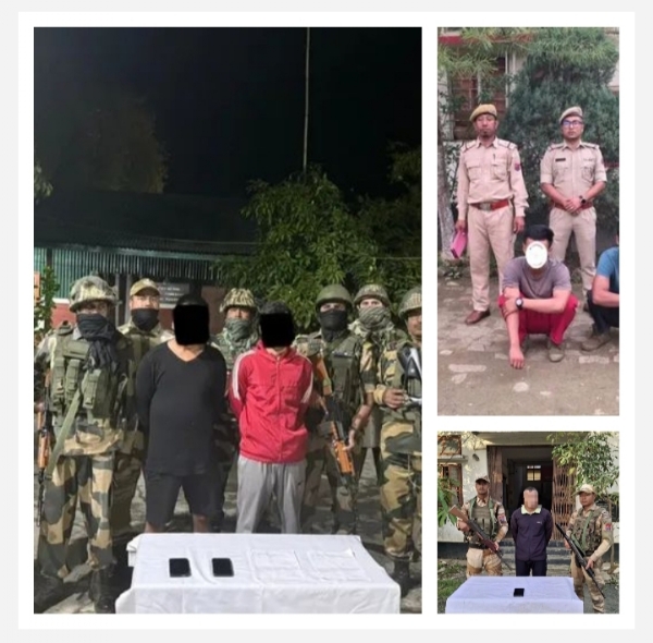 मणिपुर में विभिन्न अभियानों में गिरफ्तार उग्रवादियों की तस्वीर।