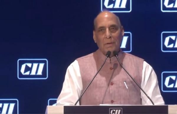 Defence Minister addressing the Annual Business Summit of the Confederation of Indian Industry (CII).