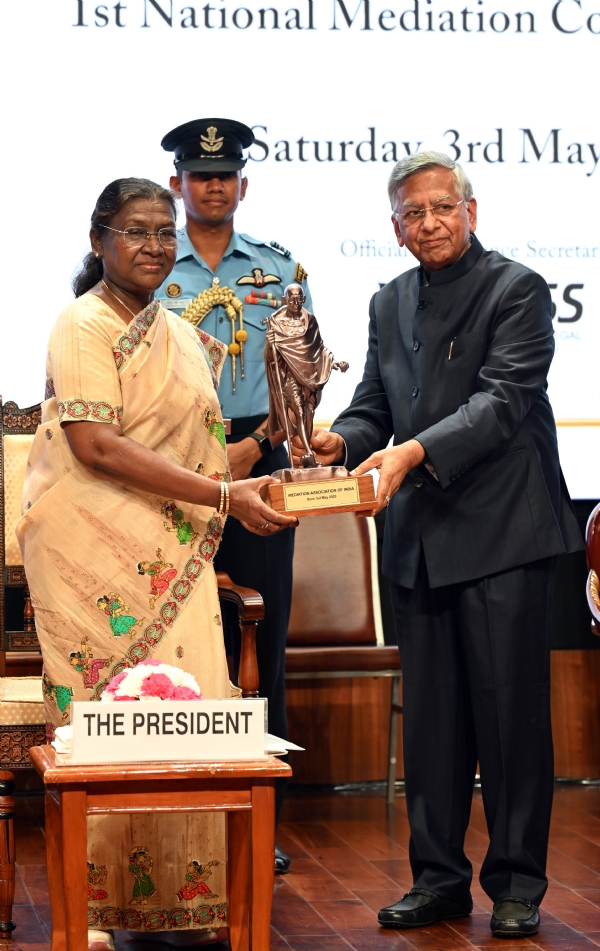 President Droupadi Murmu launches Mediation Association and addresses national conference.
