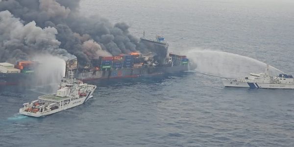 Fire on Singapore container ship brought under control by Navy, ICG
