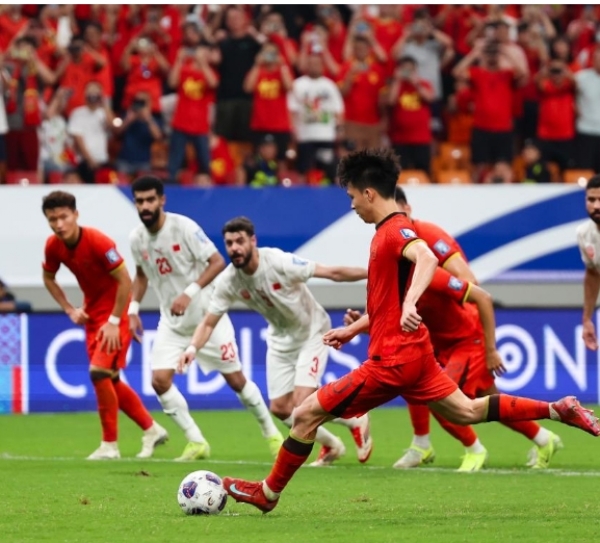 A view of the match played between China and Bahrain.