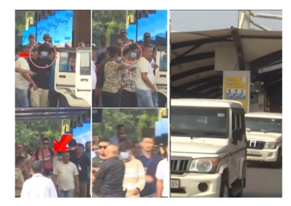 Meghalaya Police on the way to Shillong by road with the four accused from Guwahati airport.